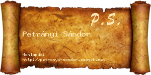 Petrányi Sándor névjegykártya