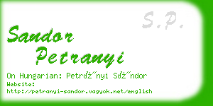 sandor petranyi business card